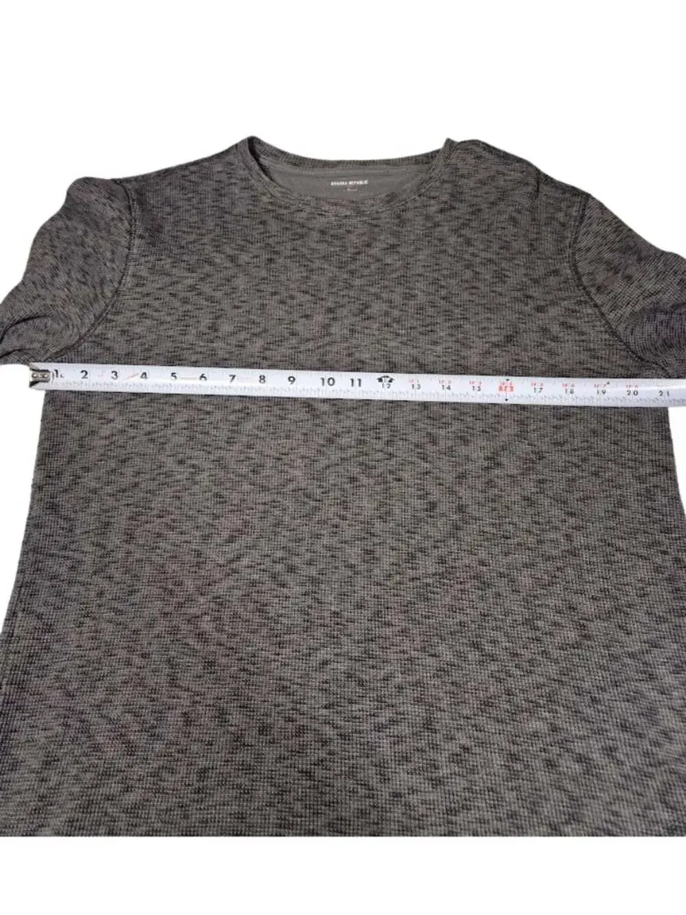 Banana Republic Mens Long Sleeve Waffle Knit Thermal Crewneck Shirt Gray Size L